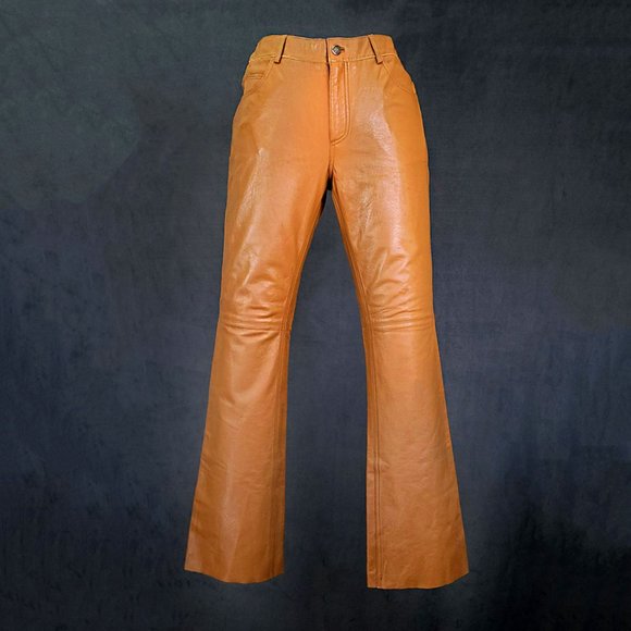 NWT – Cognac Brown 5 Pocket Leather Pants Bagatelle - Picture 3 of 14